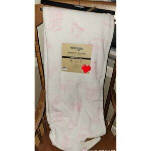 Wrangler Oversized Ultra Plush Throw Pink Cowgirl Boots, Hats, & Bows 60x70